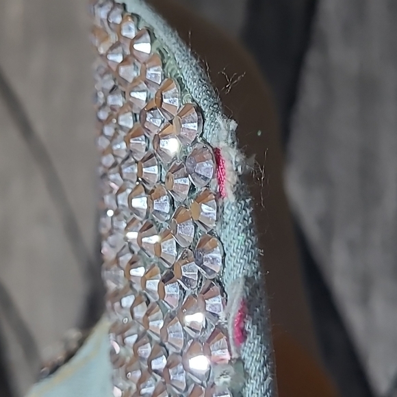 FLEUR-DE-LIS RHINESTONES STUDDED DISTRESSED FAUX-LEATHER DENIM CAP HAT - Picture 11 of 16